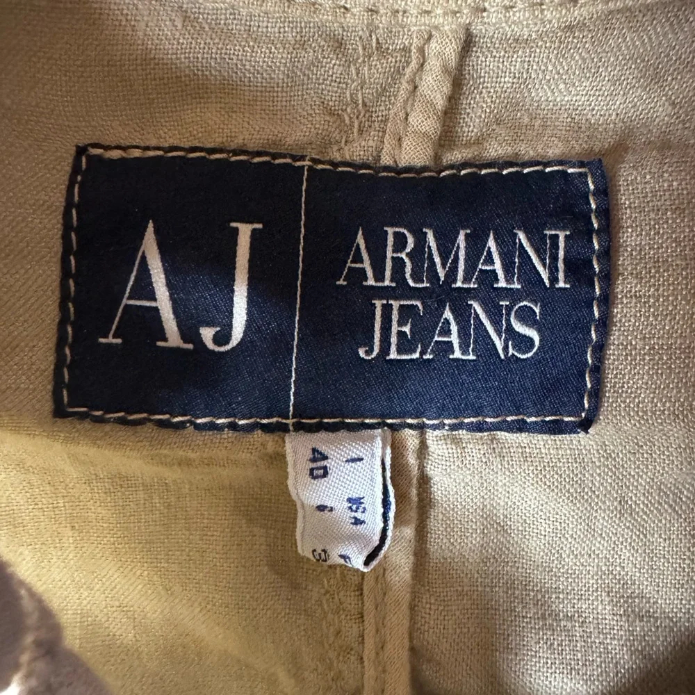 Armani Jeans 100% Linen Safari Utility Jacket Beige Womens US 6
